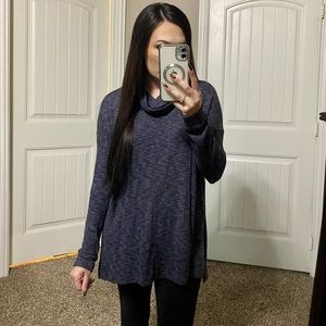 Lush navy lightweight knit cowl neck tunic sweater S